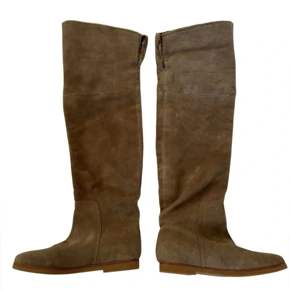 Sam Edelman Orlando suede knee-high boots with faux-fur cuff 9 - Picture 3 of 16